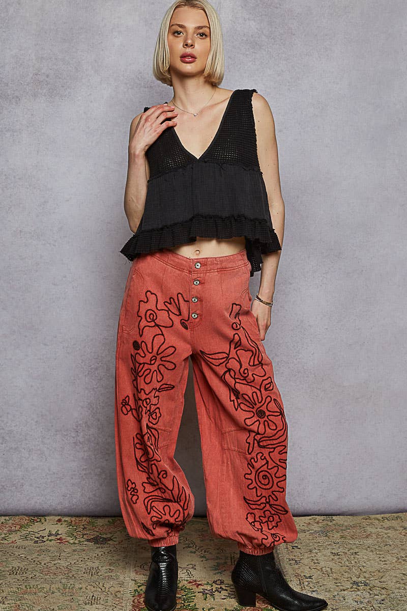 The Twila Floral Embroidered Pants