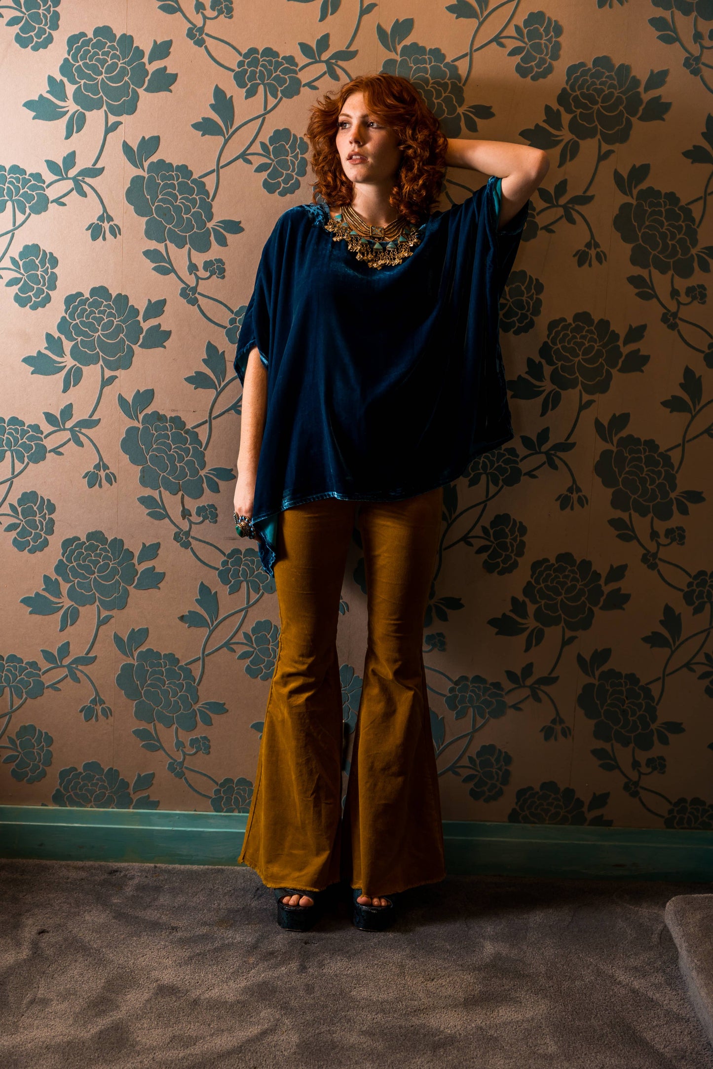 Anne Peacock Silk Velvet Scarf Top