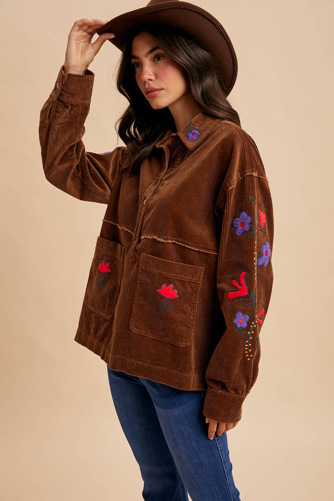 CORDUROY EMBROIDERED SHIRT