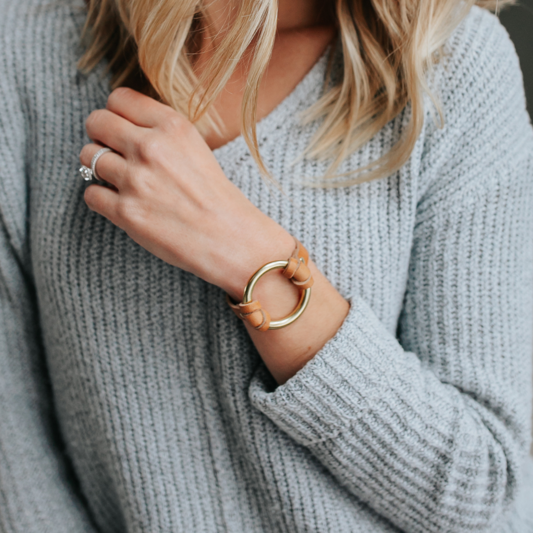 Equestrian-Inspired Chinati O-Ring Leather Bracelet