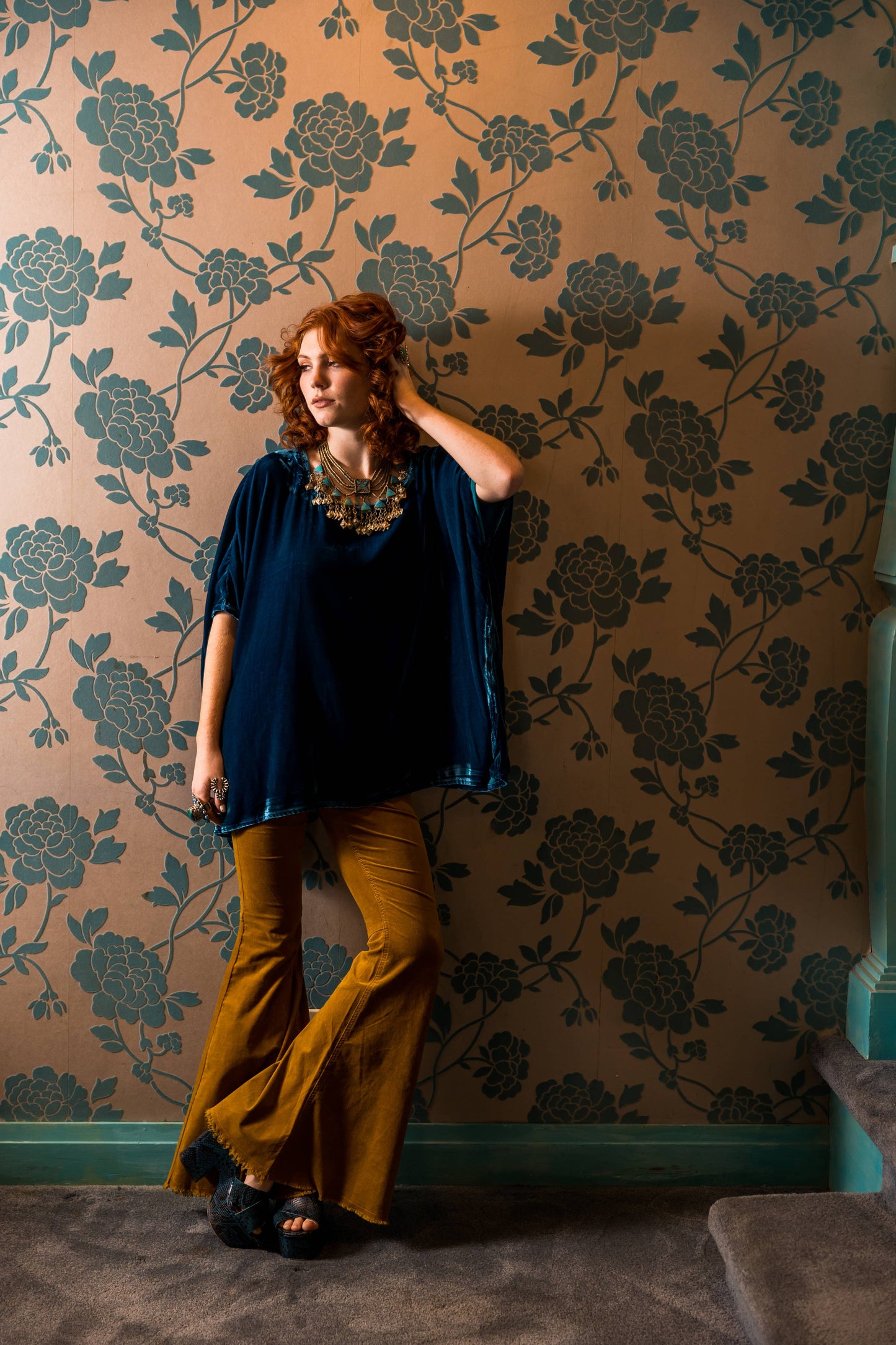 Anne Peacock Silk Velvet Scarf Top