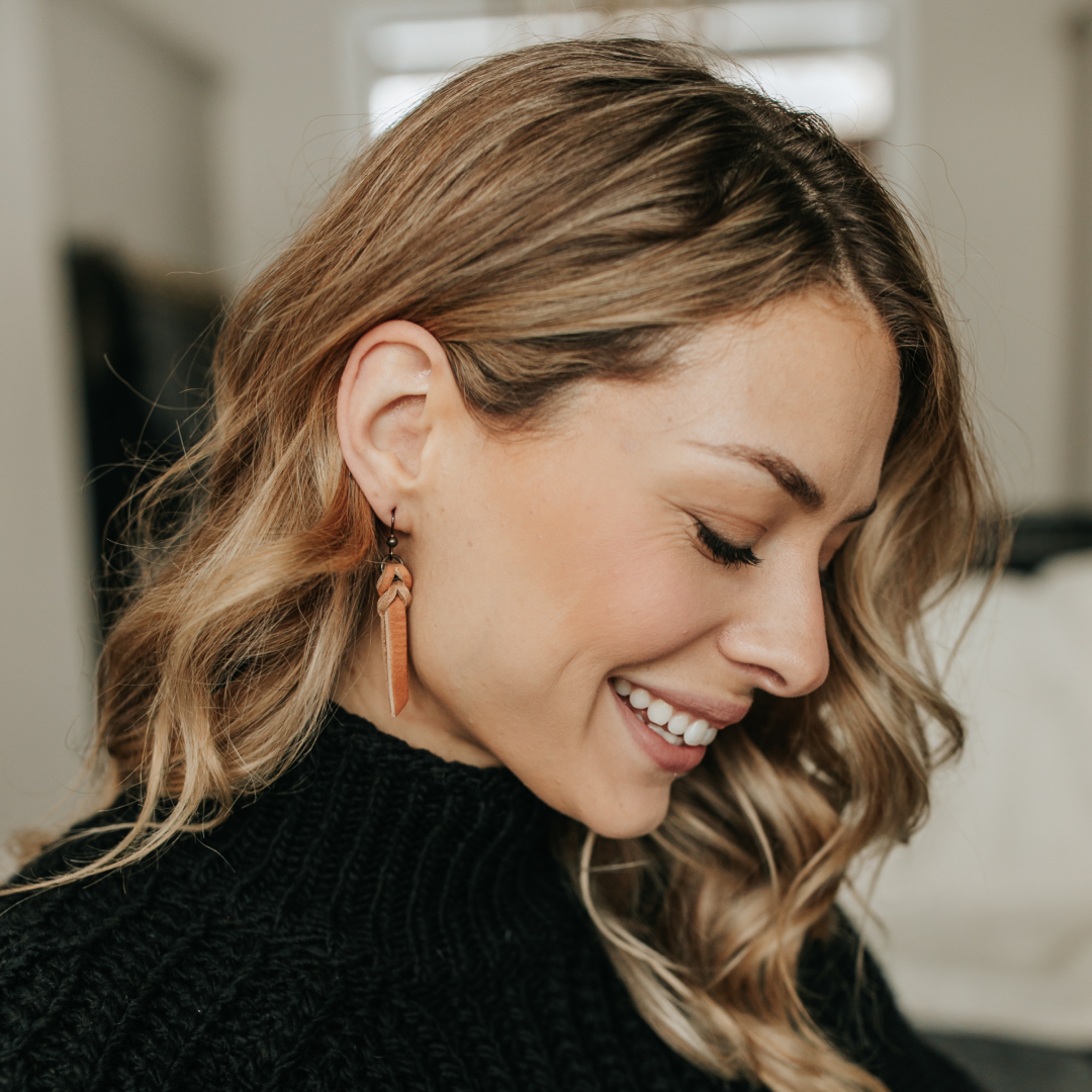 Handcrafted Full-Grain Leather Braided Earrings