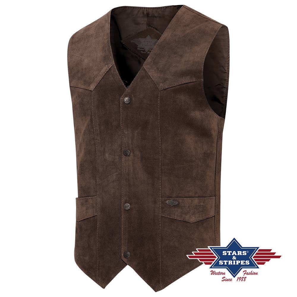 Western leather vest - Alabama CHOCO