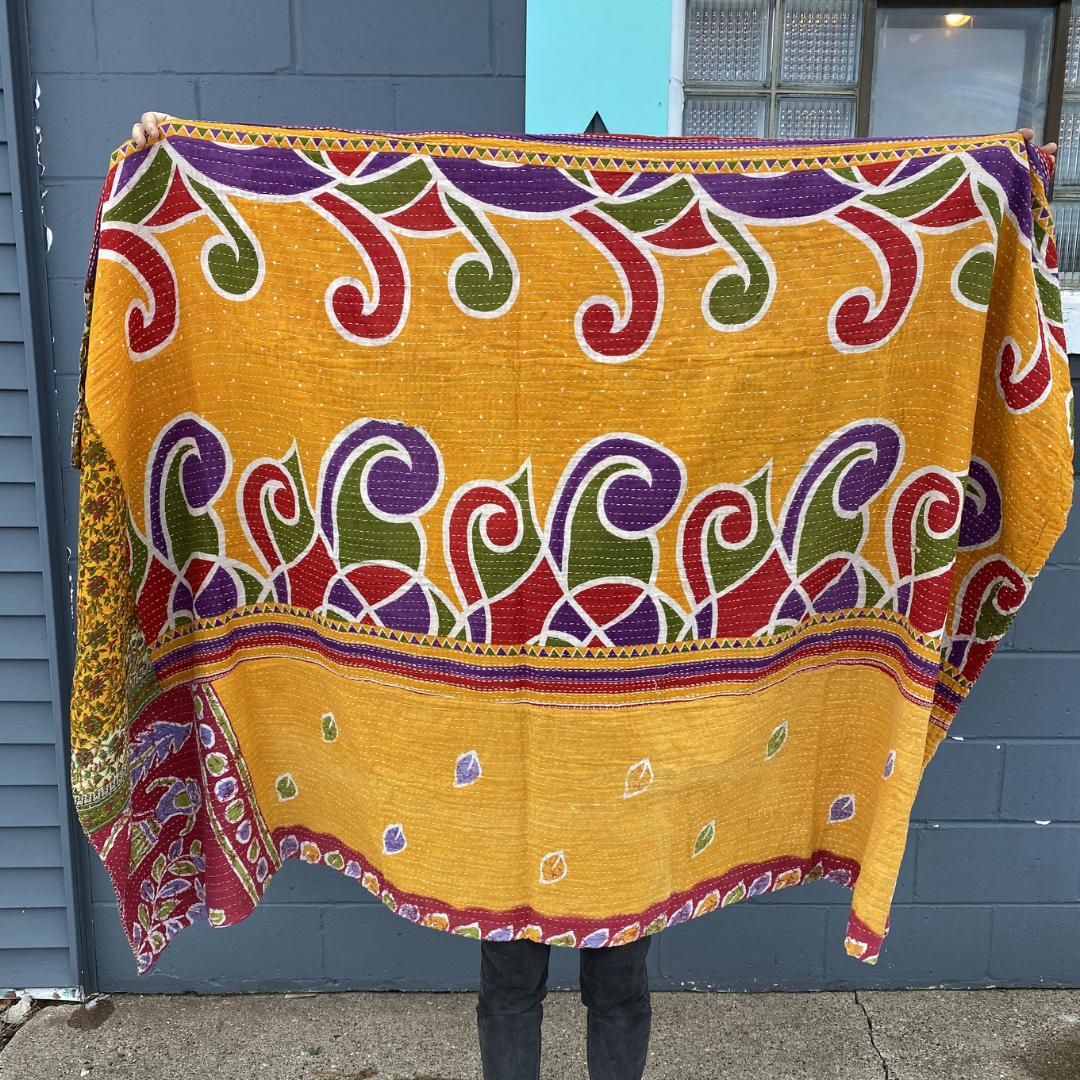 Kantha Throw Blanket Quilt