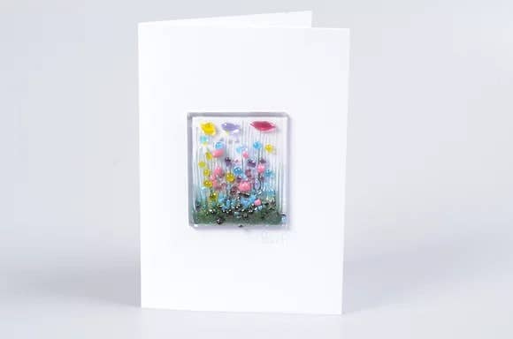 Handmade Fused Glass Greeting Card - Wildflower Card