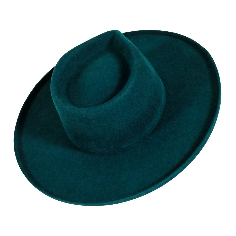 Wool Felt Teardrop Fedora Curled Brim Hat - Style Rustler