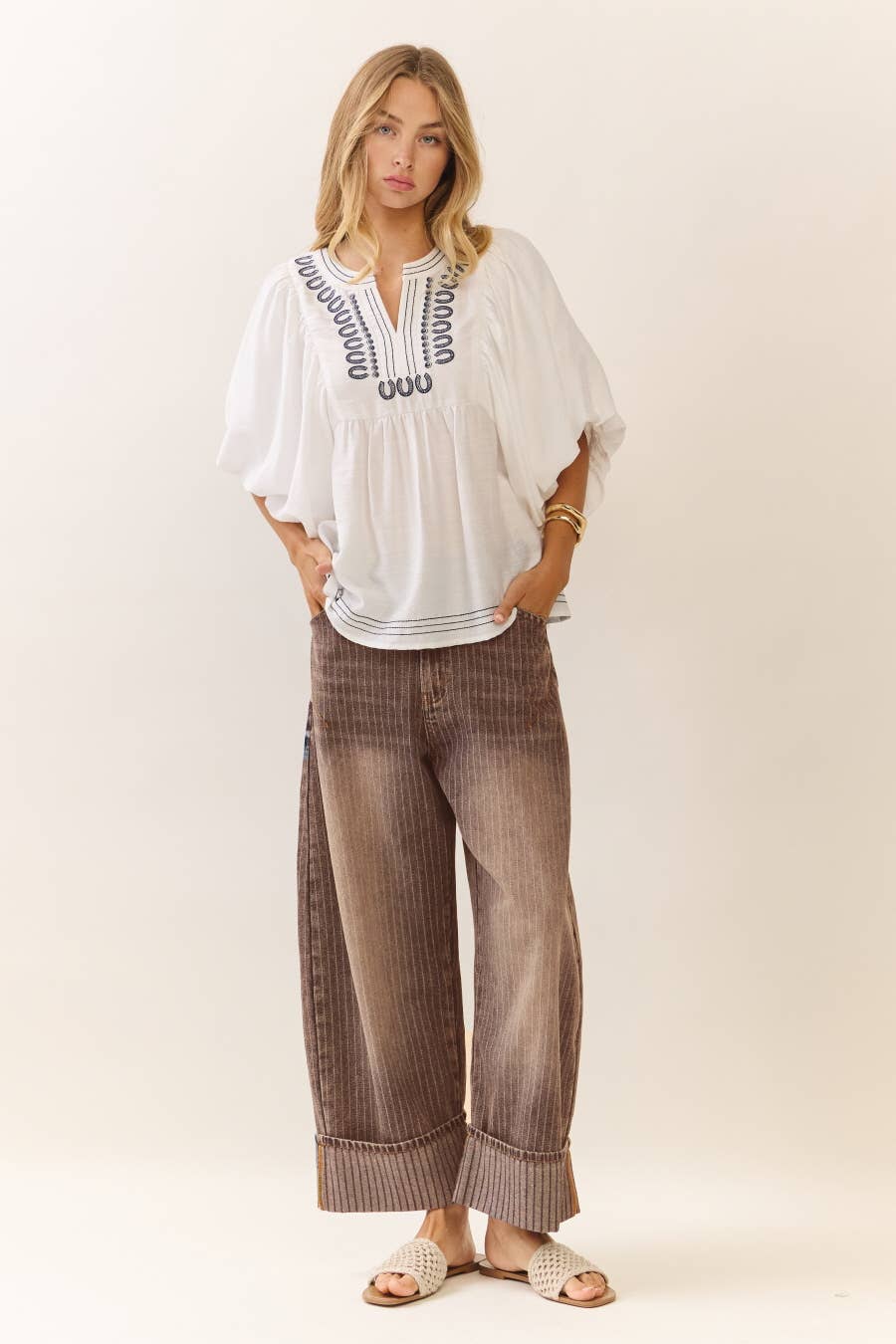 Krista Striped Barrel Pants