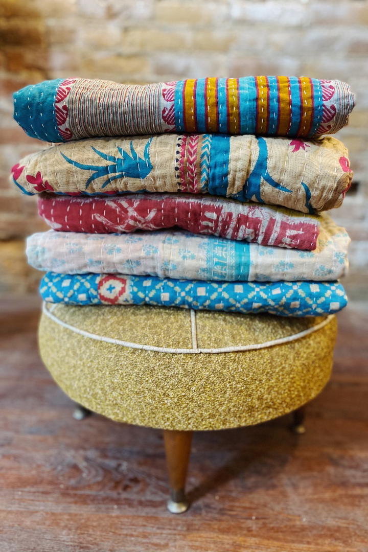 Kantha Throw Blanket Quilt