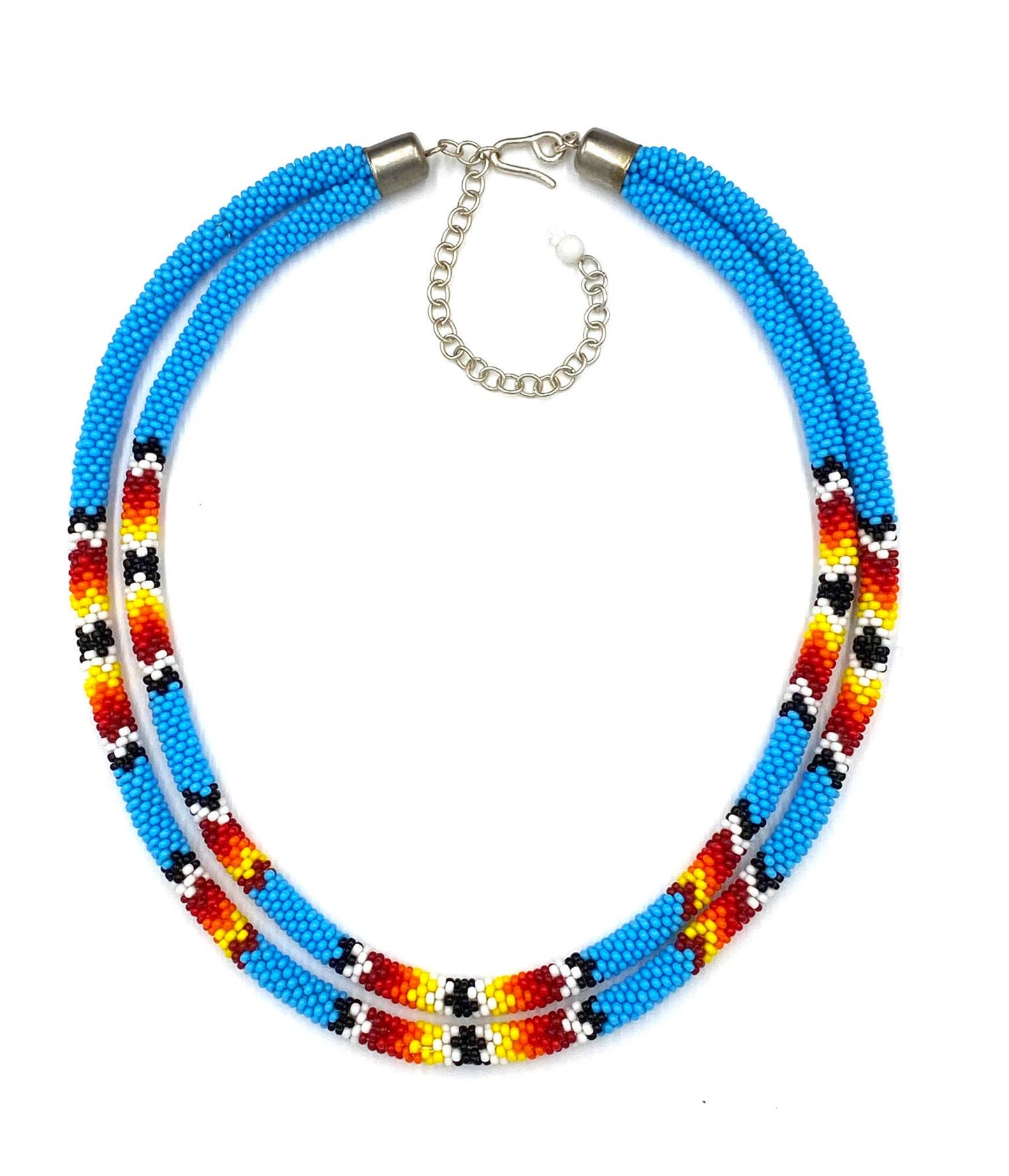 Native American Style Beaded Double Strand Rope Necklace