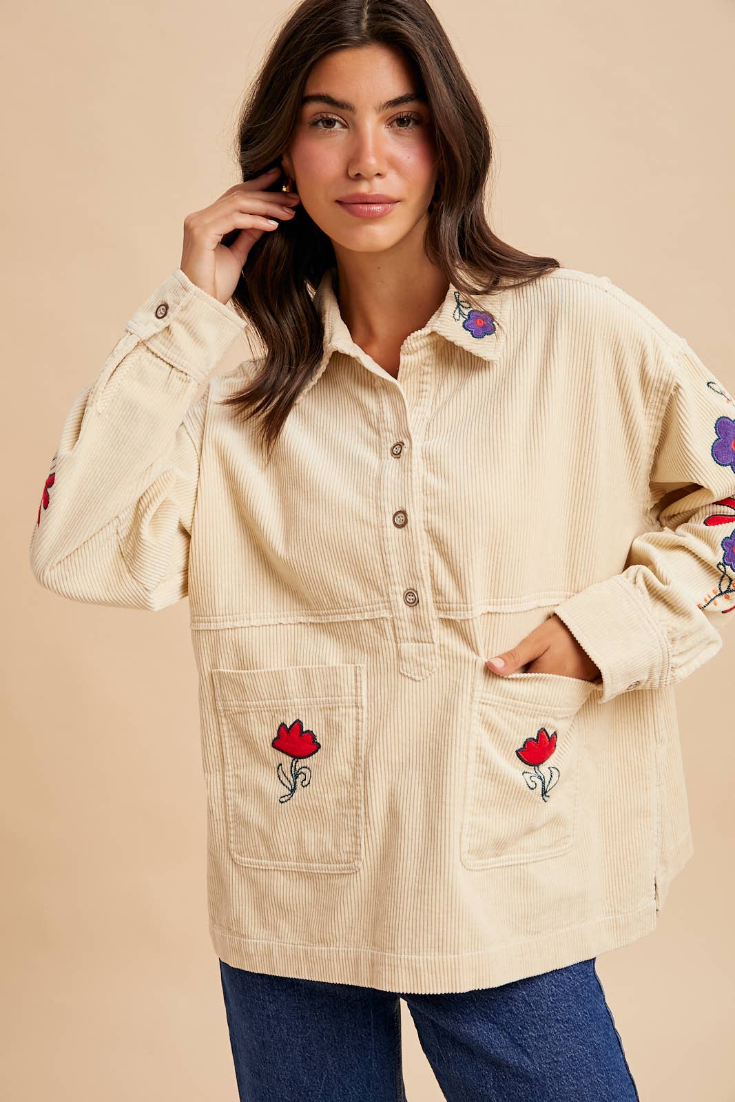 CORDUROY EMBROIDERED SHIRT