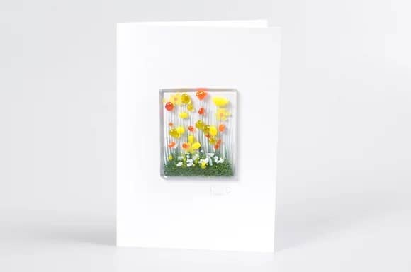 Handmade Fused Glass Greeting Card - daffodil Card