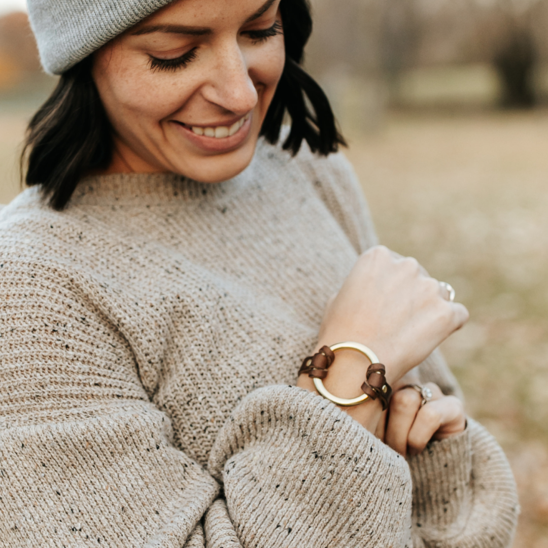 Equestrian-Inspired Chinati O-Ring Leather Bracelet