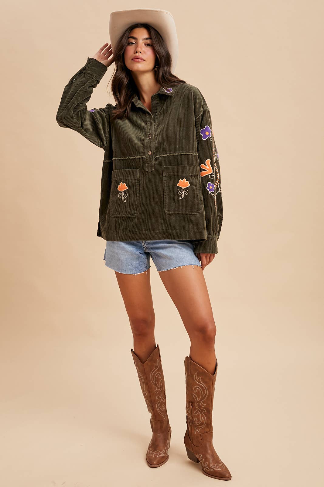 CORDUROY EMBROIDERED SHIRT