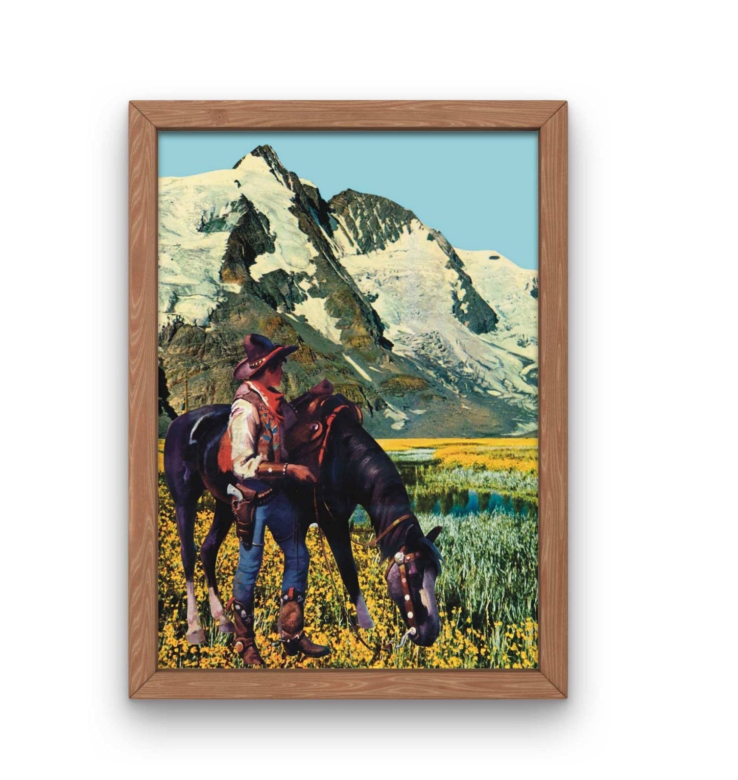 Mountain Cowboy Collage Print