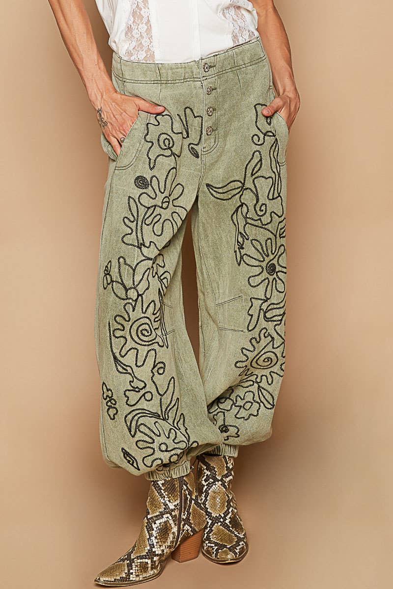 The Twila Floral Embroidered Pants