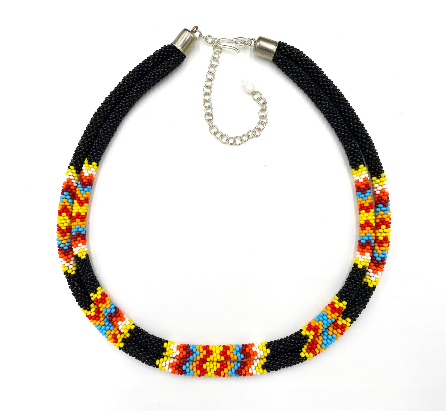 Native American Style Beaded Double Strand Rope Necklace