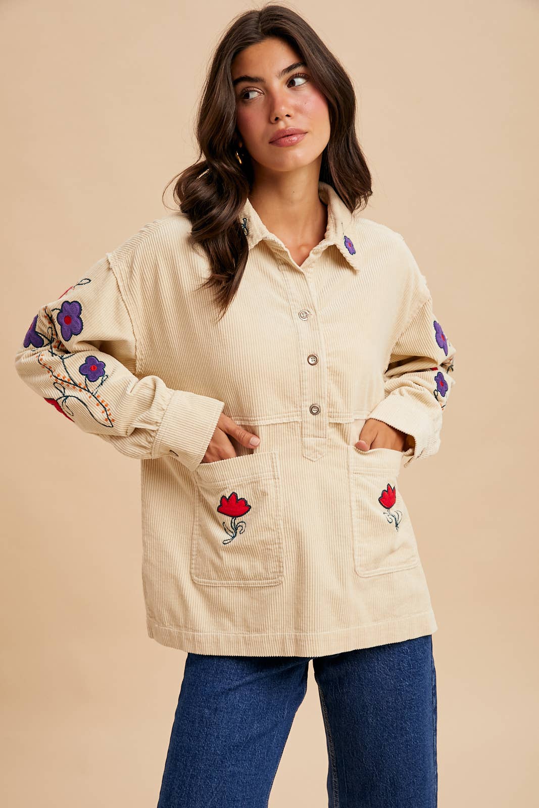 CORDUROY EMBROIDERED SHIRT