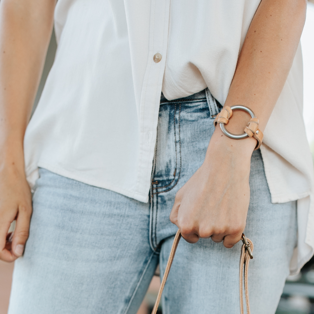 Equestrian-Inspired Chinati O-Ring Leather Bracelet