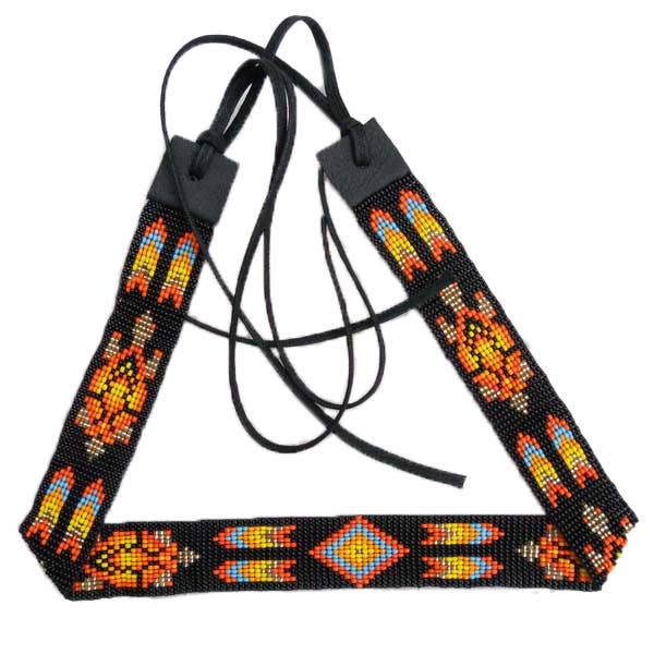 Native American Style Black Fire Turtle Beaded Hatband