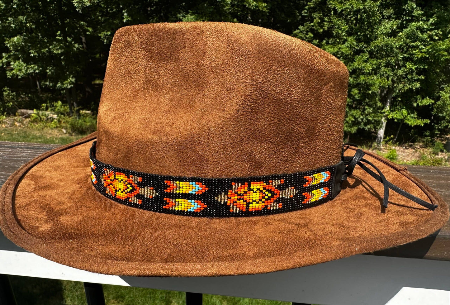 Native American Style Black Fire Turtle Beaded Hatband