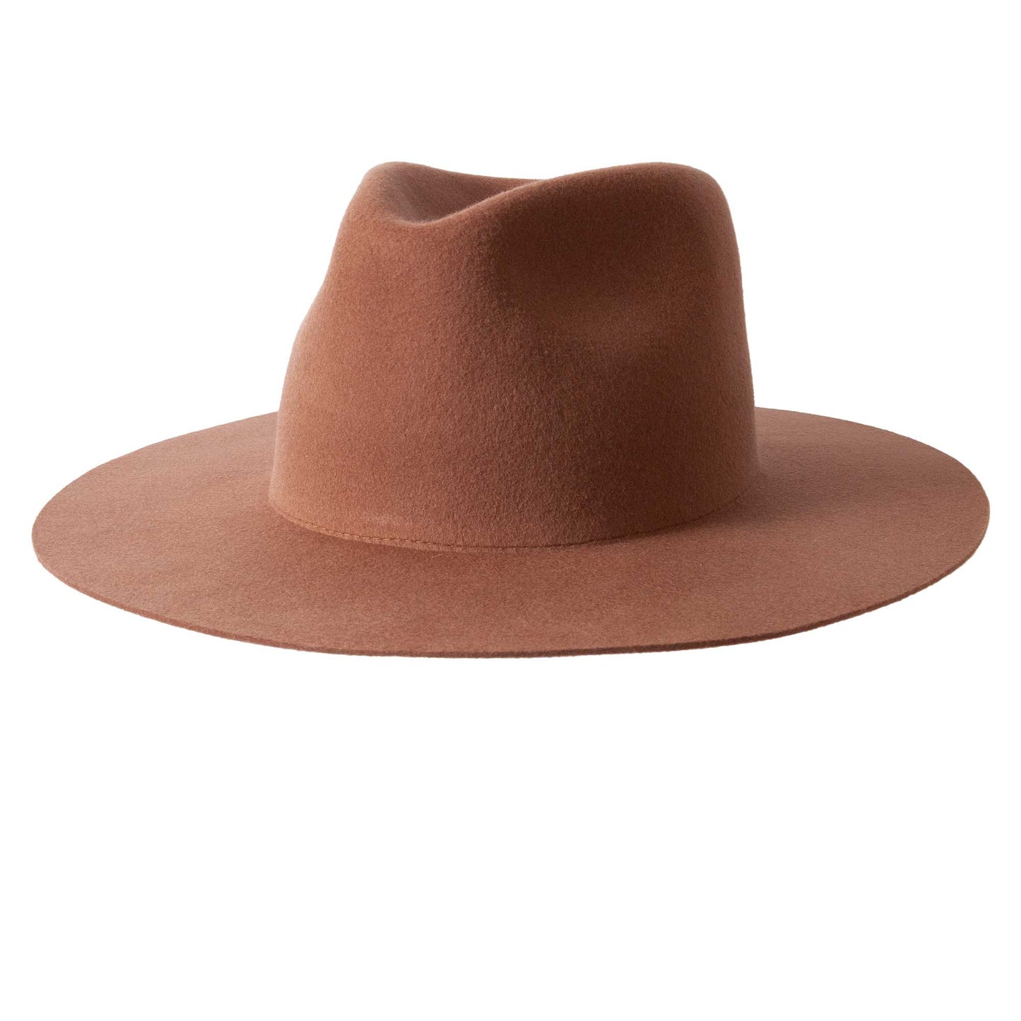 100% Wool Felt Flat Brim Fedora Hat - Style Rancher