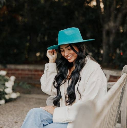 100% Wool Felt Flat Brim Fedora Hat - Style Rancher