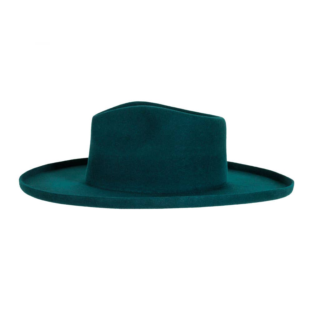 Wool Felt Teardrop Fedora Curled Brim Hat - Style Rustler