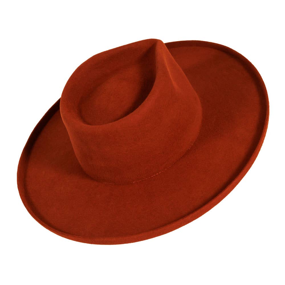Wool Felt Teardrop Fedora Curled Brim Hat - Style Rustler