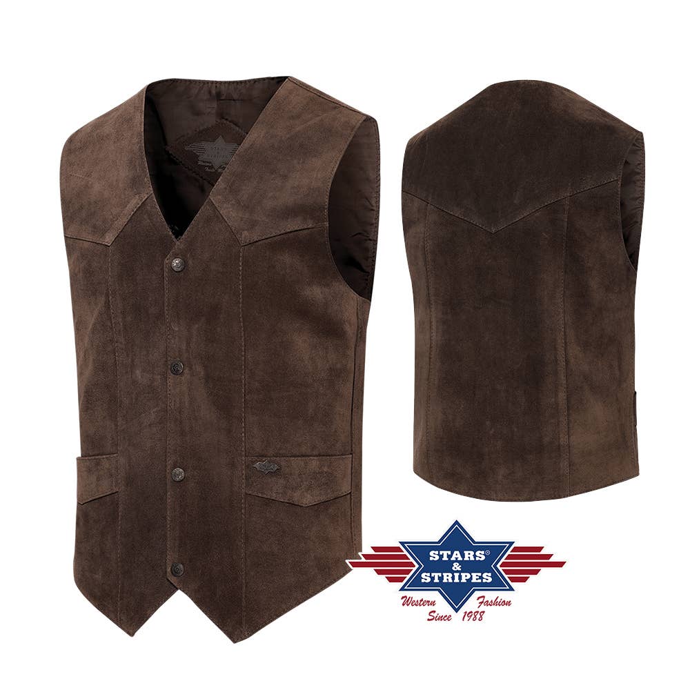 Western leather vest - Alabama CHOCO