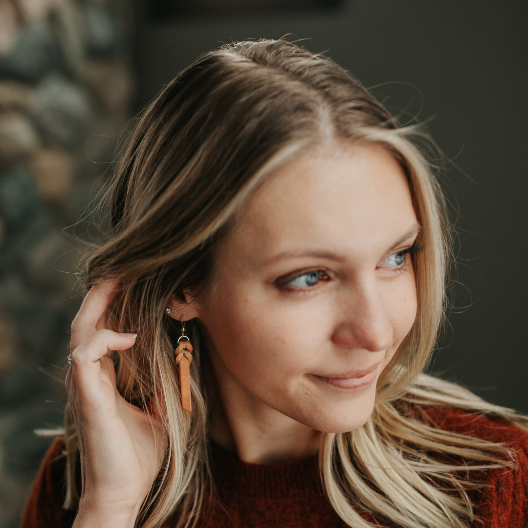 Handcrafted Full-Grain Leather Braided Earrings