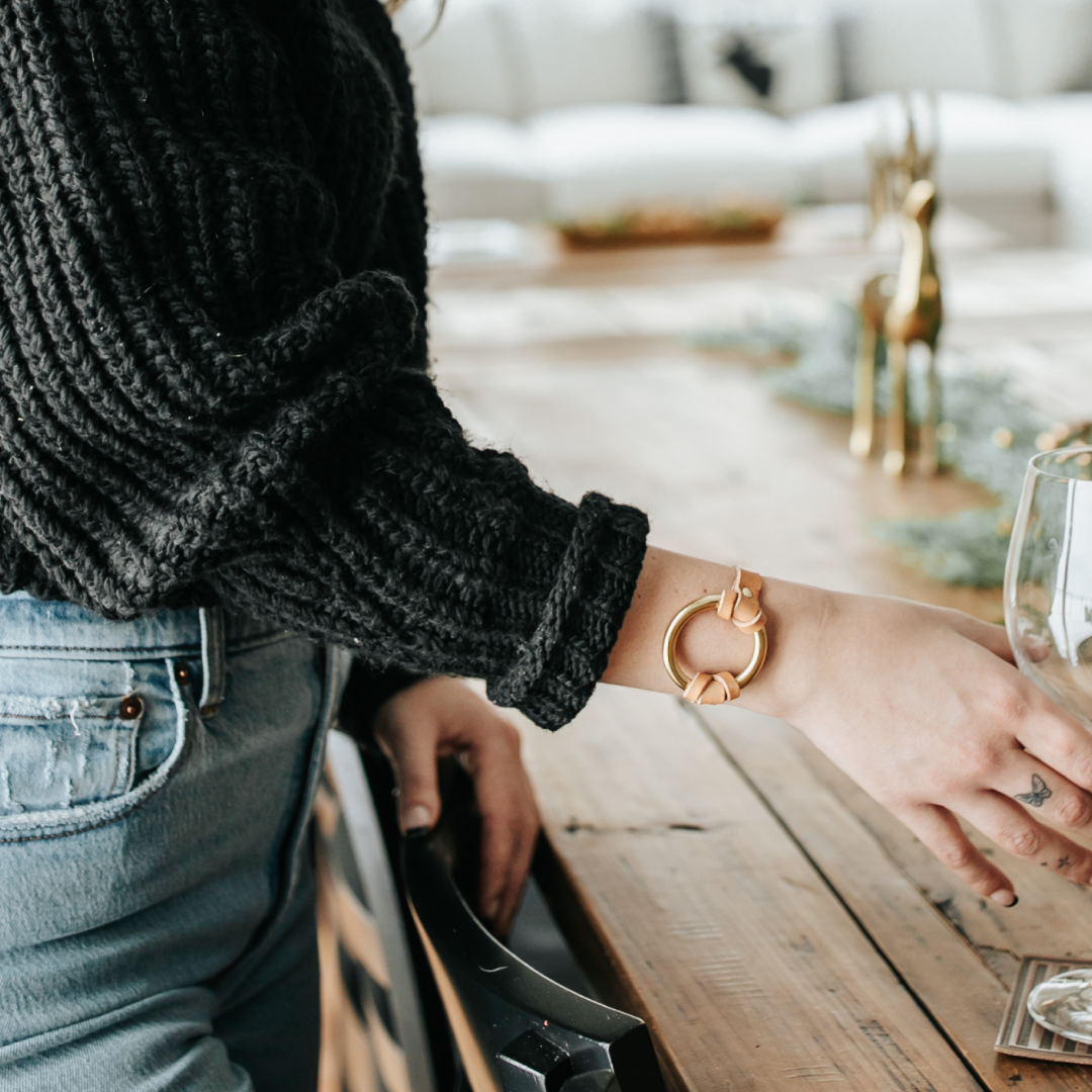 Equestrian-Inspired Chinati O-Ring Leather Bracelet