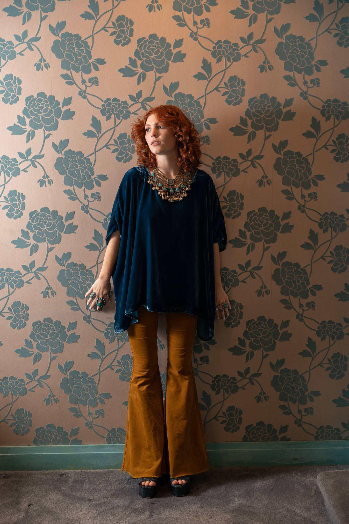 Anne Peacock Silk Velvet Scarf Top