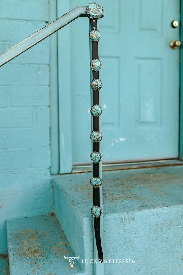 Bea BlackLeather Turquoise Concho Belt