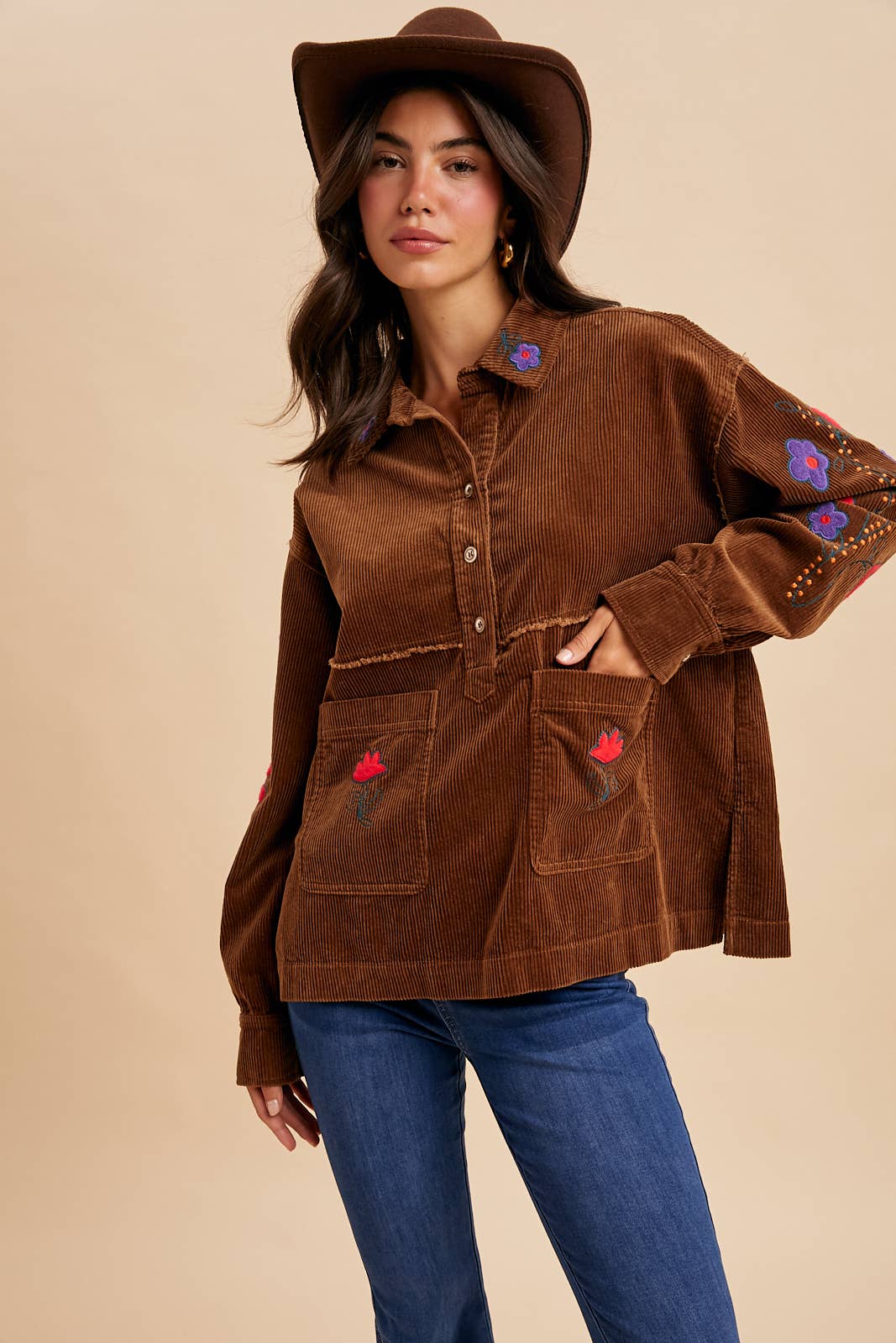 CORDUROY EMBROIDERED SHIRT