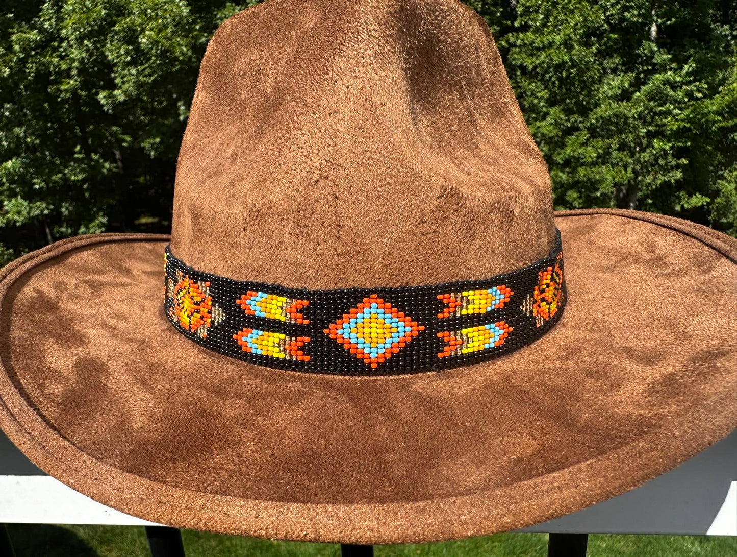 Native American Style Black Fire Turtle Beaded Hatband