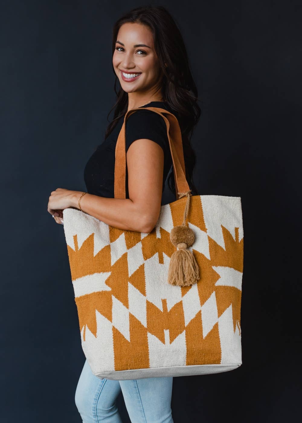 Cream & Camel Aztec Tote