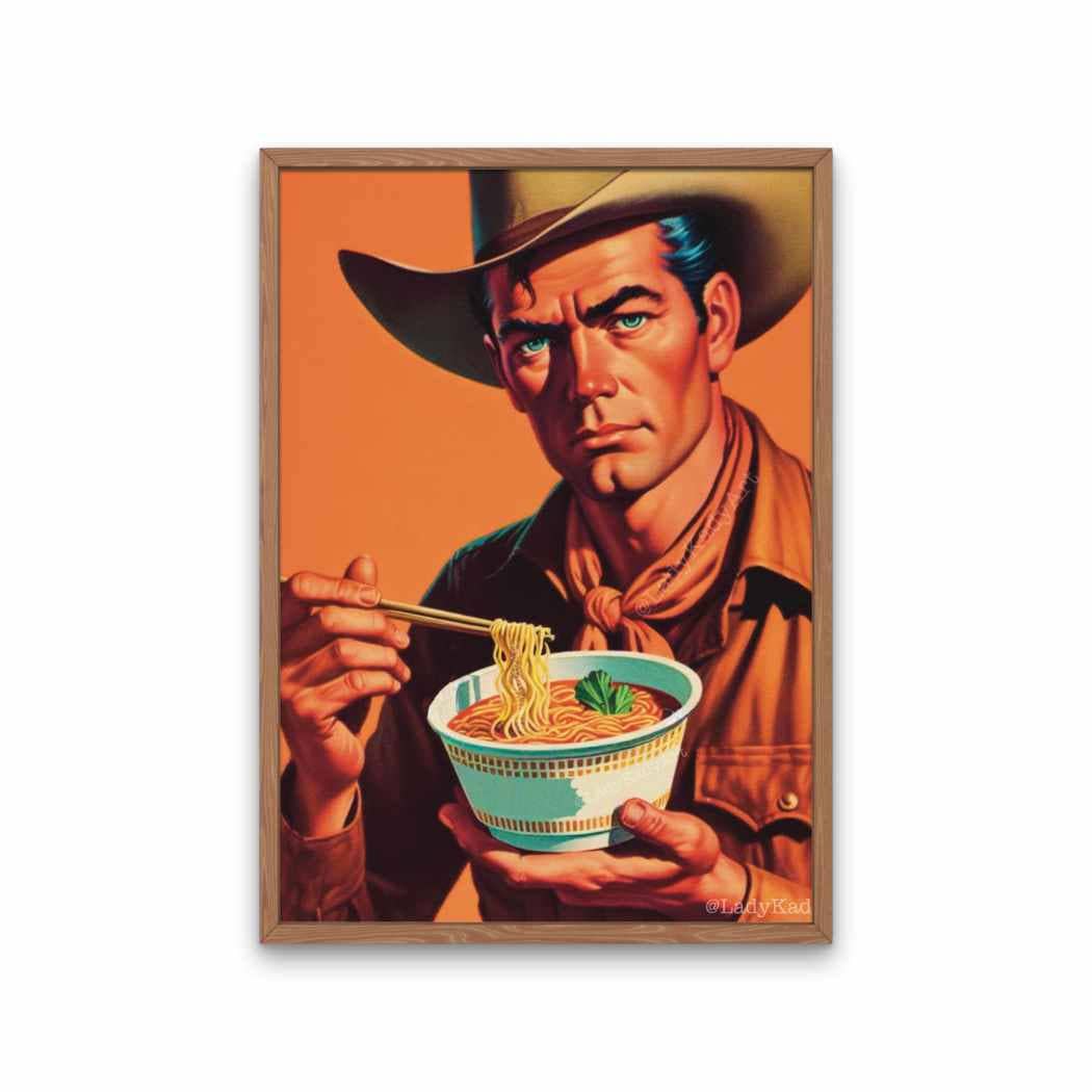Cowboy Eating Ramen Art Print