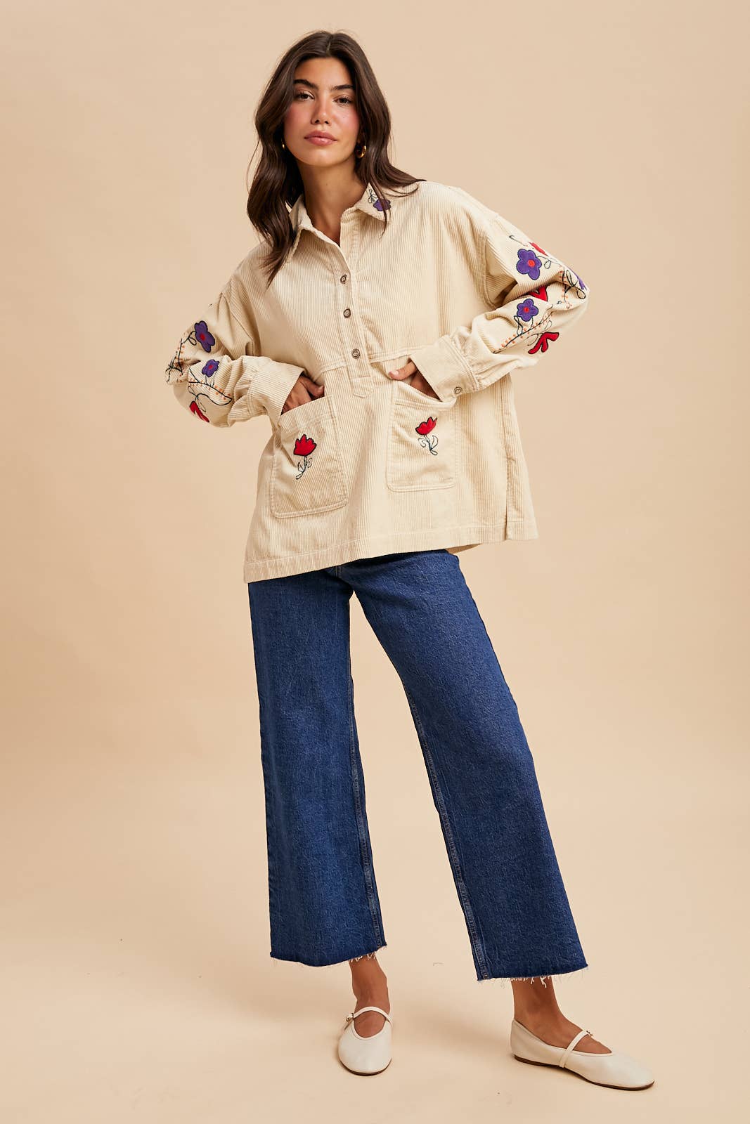 CORDUROY EMBROIDERED SHIRT