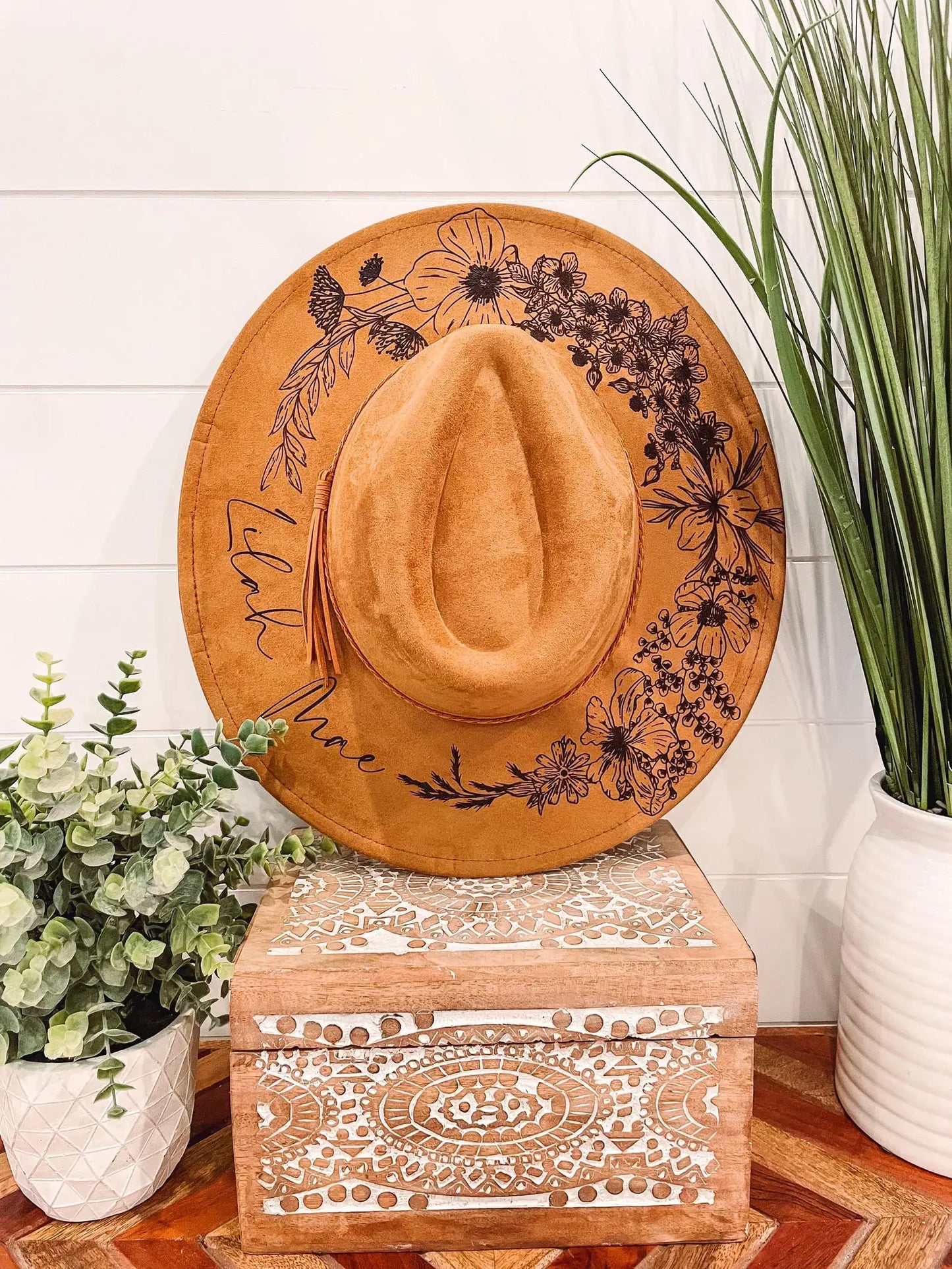 Engraved Floral Hat