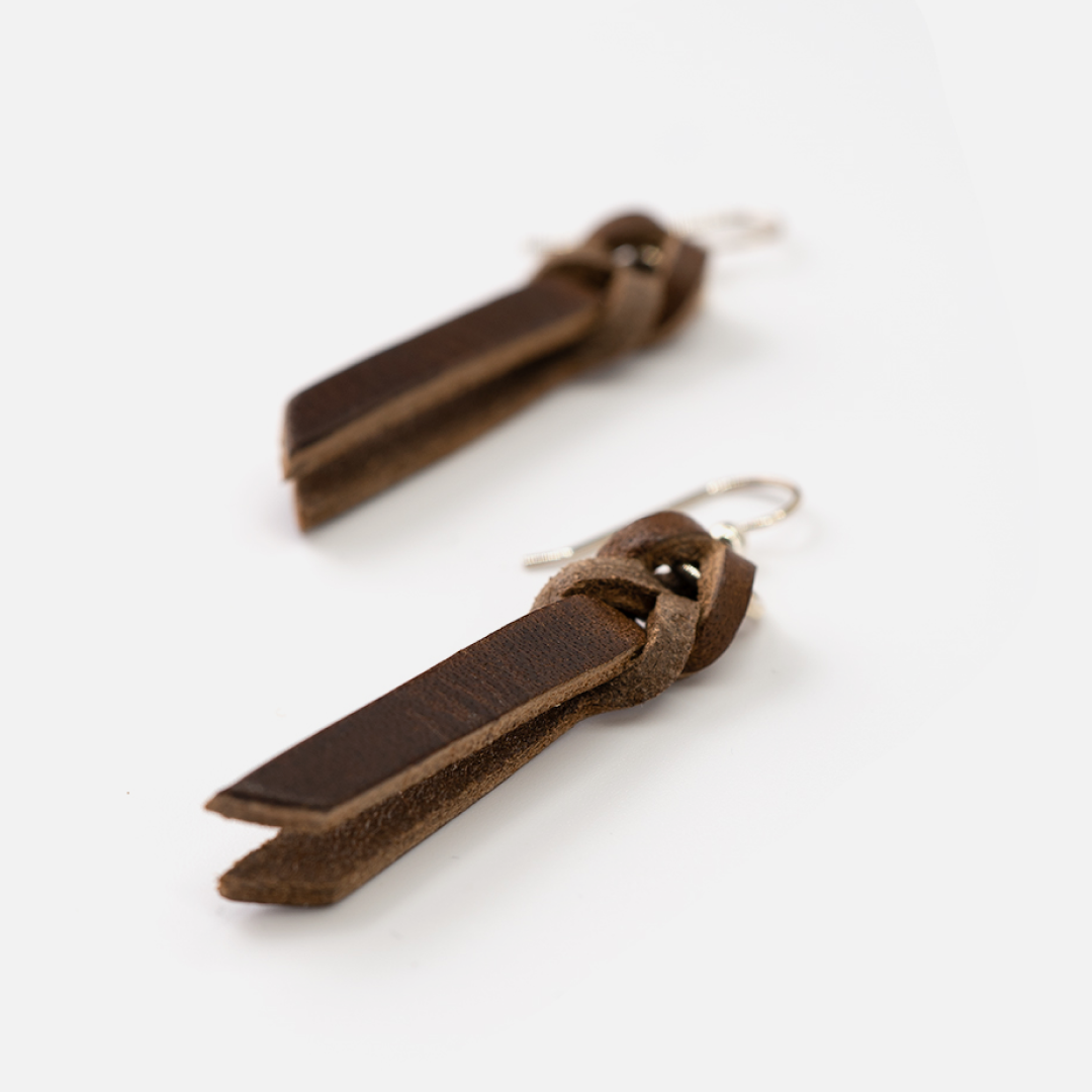 Handcrafted Full-Grain Leather Braided Earrings