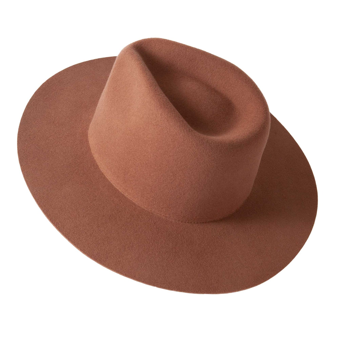 100% Wool Felt Flat Brim Fedora Hat - Style Rancher