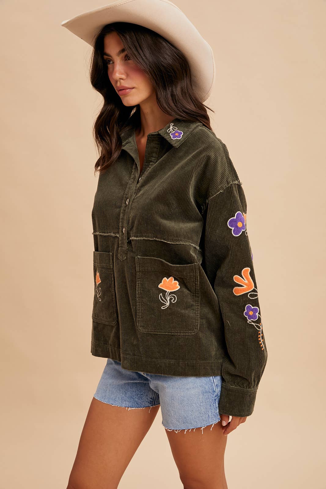 CORDUROY EMBROIDERED SHIRT