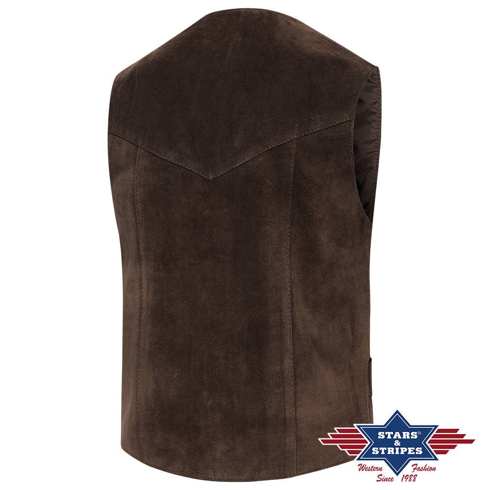 Western leather vest - Alabama CHOCO