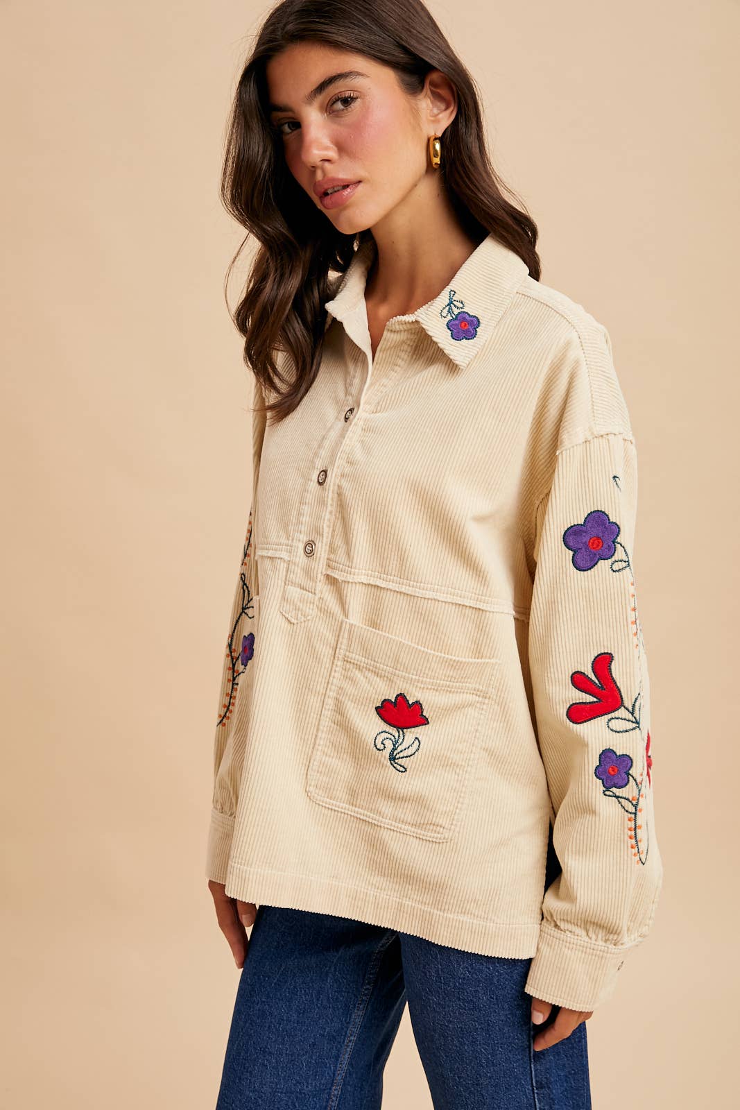 CORDUROY EMBROIDERED SHIRT