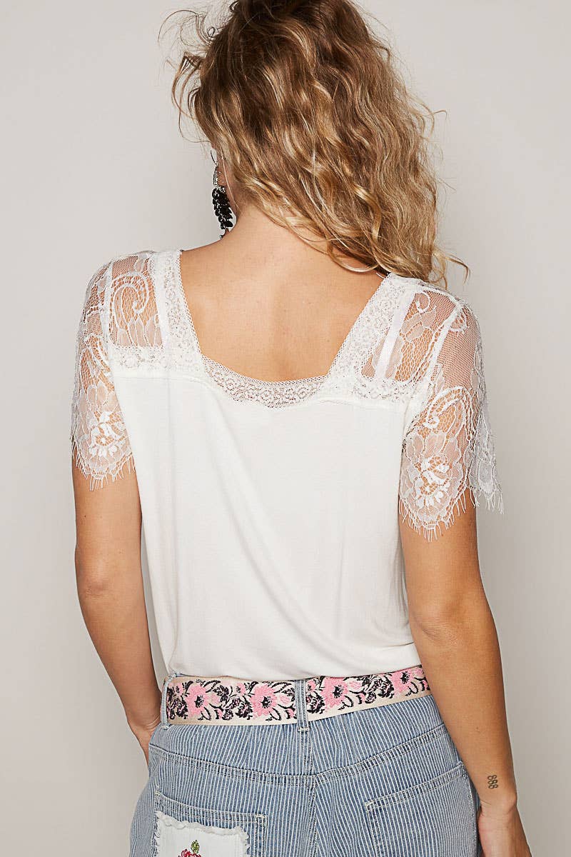 The Mary lace sleeve v-neck tee