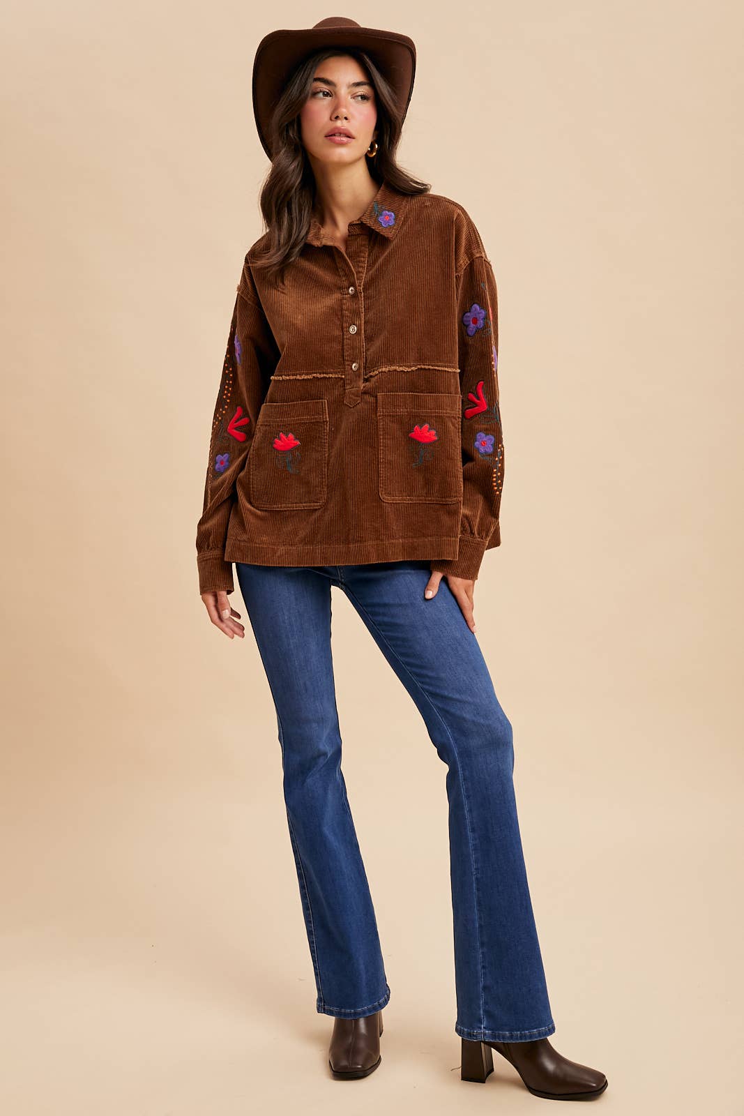 CORDUROY EMBROIDERED SHIRT