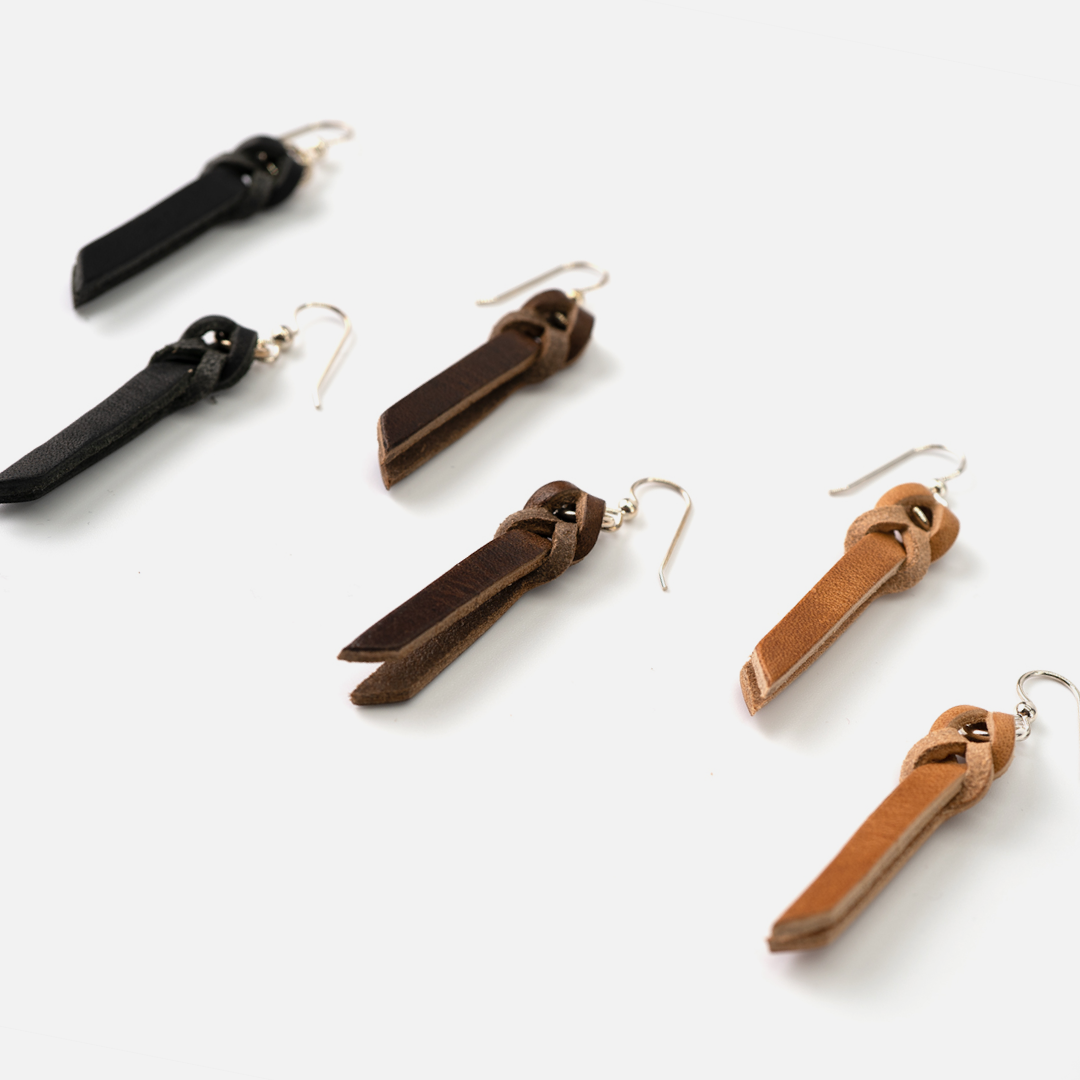 Handcrafted Full-Grain Leather Braided Earrings