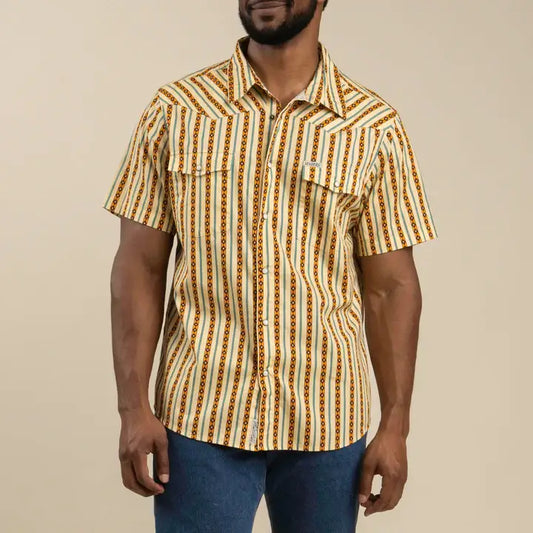 Serape Pearl Snap Short Sleeve - Apricot