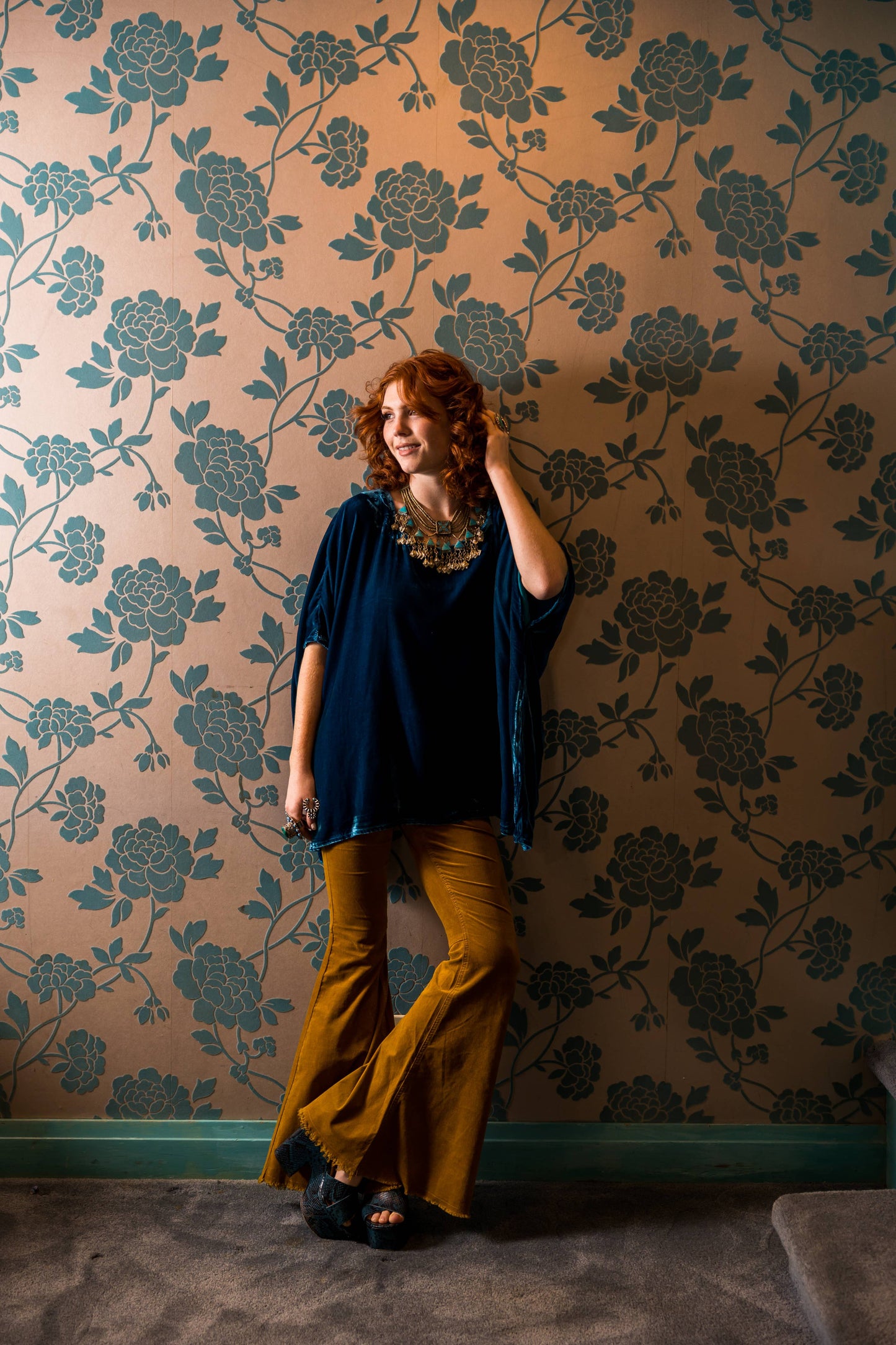 Anne Peacock Silk Velvet Scarf Top
