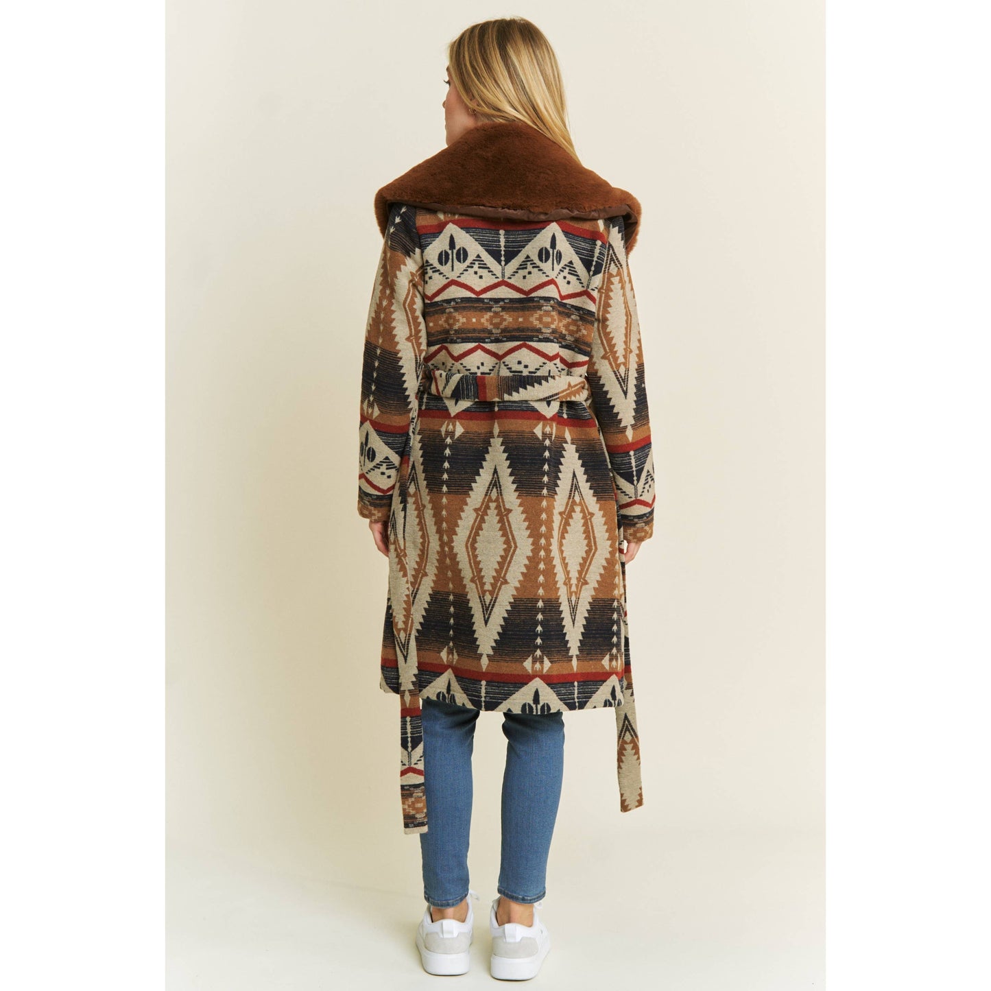 AZTEC JACKET WITH FUR COLLAR